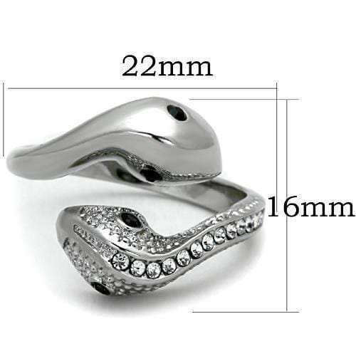 TK1532 - High polished (no plating) Stainless Steel Ring with Top Grade Crystal in Jet - Alamode - Flyclothing LLC