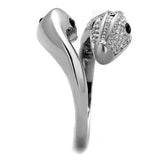 TK1532 - High polished (no plating) Stainless Steel Ring with Top Grade Crystal in Jet - Alamode - Flyclothing LLC
