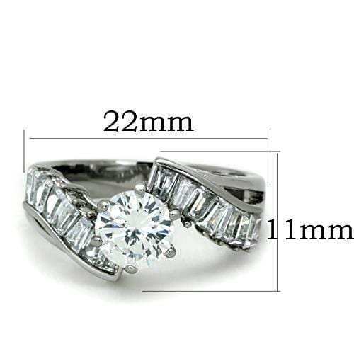 TK1533 - High polished (no plating) Stainless Steel Ring with AAA Grade CZ in Clear - Alamode - Flyclothing LLC