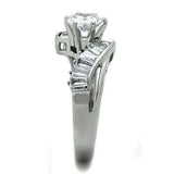 TK1533 - High polished (no plating) Stainless Steel Ring with AAA Grade CZ in Clear - Alamode - Flyclothing LLC