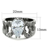 TK1534 - High polished (no plating) Stainless Steel Ring with AAA Grade CZ in Clear - Alamode - Flyclothing LLC