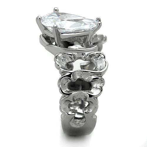 TK1534 - High polished (no plating) Stainless Steel Ring with AAA Grade CZ in Clear - Alamode - Flyclothing LLC