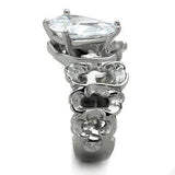TK1534 - High polished (no plating) Stainless Steel Ring with AAA Grade CZ in Clear - Alamode - Flyclothing LLC