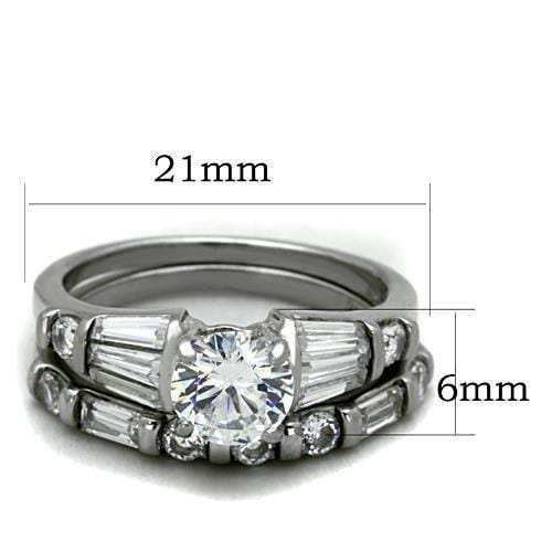 TK1535 - High polished (no plating) Stainless Steel Ring with AAA Grade CZ in Clear - Alamode - Flyclothing LLC