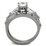 TK1535 - High polished (no plating) Stainless Steel Ring with AAA Grade CZ in Clear - Alamode - Flyclothing LLC