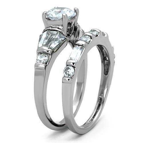 TK1535 - High polished (no plating) Stainless Steel Ring with AAA Grade CZ in Clear - Alamode - Flyclothing LLC