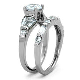 TK1535 - High polished (no plating) Stainless Steel Ring with AAA Grade CZ in Clear - Alamode - Flyclothing LLC