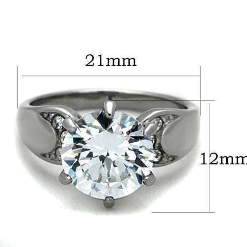 TK1536 - High polished (no plating) Stainless Steel Ring with AAA Grade CZ in Clear - Alamode - Flyclothing LLC