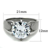 TK1536 - High polished (no plating) Stainless Steel Ring with AAA Grade CZ in Clear - Alamode - Flyclothing LLC