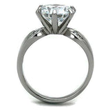 TK1536 - High polished (no plating) Stainless Steel Ring with AAA Grade CZ in Clear - Alamode - Flyclothing LLC
