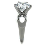 TK1536 - High polished (no plating) Stainless Steel Ring with AAA Grade CZ in Clear - Alamode - Flyclothing LLC