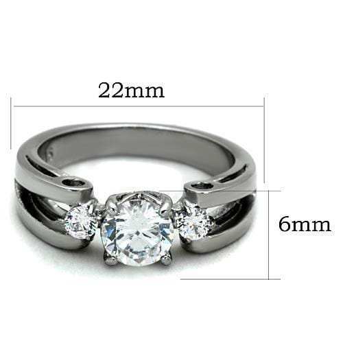 TK1537 - High polished (no plating) Stainless Steel Ring with AAA Grade CZ in Clear - Alamode - Flyclothing LLC