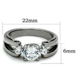 TK1537 - High polished (no plating) Stainless Steel Ring with AAA Grade CZ in Clear - Alamode - Flyclothing LLC