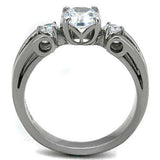 TK1537 - High polished (no plating) Stainless Steel Ring with AAA Grade CZ in Clear - Alamode - Flyclothing LLC