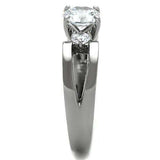 TK1537 - High polished (no plating) Stainless Steel Ring with AAA Grade CZ in Clear - Alamode - Flyclothing LLC