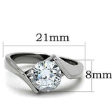 TK1538 - High polished (no plating) Stainless Steel Ring with AAA Grade CZ in Clear - Alamode - Flyclothing LLC