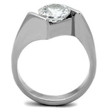 TK1538 - High polished (no plating) Stainless Steel Ring with AAA Grade CZ in Clear - Alamode - Flyclothing LLC