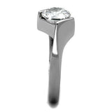 TK1538 - High polished (no plating) Stainless Steel Ring with AAA Grade CZ in Clear - Alamode - Flyclothing LLC