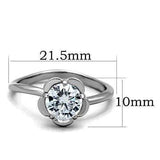 TK1540 - High polished (no plating) Stainless Steel Ring with AAA Grade CZ in Clear - Alamode - Flyclothing LLC