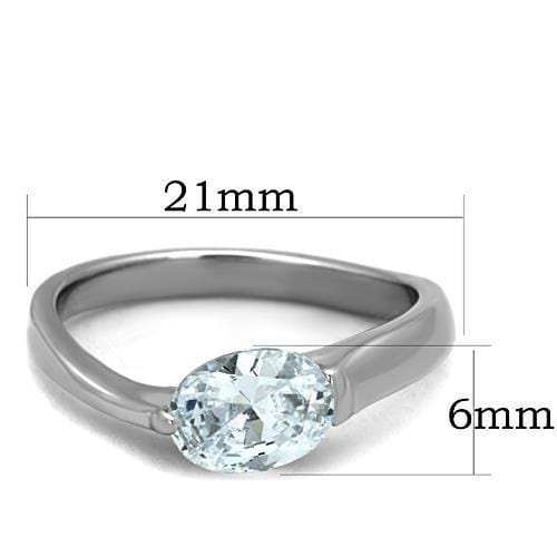 TK1542 - High polished (no plating) Stainless Steel Ring with AAA Grade CZ in Clear - Alamode - Flyclothing LLC