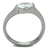 TK1542 - High polished (no plating) Stainless Steel Ring with AAA Grade CZ in Clear - Alamode - Flyclothing LLC
