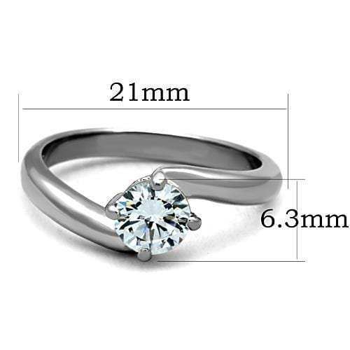 TK1543 - High polished (no plating) Stainless Steel Ring with AAA Grade CZ in Clear - Alamode - Flyclothing LLC