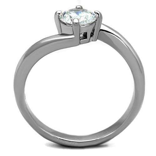 TK1543 - High polished (no plating) Stainless Steel Ring with AAA Grade CZ in Clear - Alamode - Flyclothing LLC