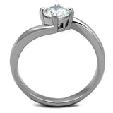 TK1543 - High polished (no plating) Stainless Steel Ring with AAA Grade CZ in Clear - Alamode - Flyclothing LLC
