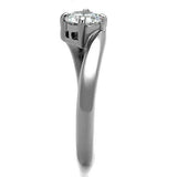 TK1543 - High polished (no plating) Stainless Steel Ring with AAA Grade CZ in Clear - Alamode - Flyclothing LLC
