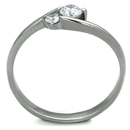 TK1544 - High polished (no plating) Stainless Steel Ring with AAA Grade CZ in Clear - Alamode - Flyclothing LLC