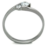 TK1544 - High polished (no plating) Stainless Steel Ring with AAA Grade CZ in Clear - Alamode - Flyclothing LLC