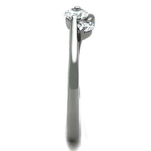 TK1544 - High polished (no plating) Stainless Steel Ring with AAA Grade CZ in Clear - Alamode - Flyclothing LLC