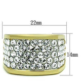 TK1545 - Two-Tone IP Gold (Ion Plating) Stainless Steel Ring with Top Grade Crystal in Clear - Alamode - Flyclothing LLC