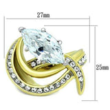 TK1546 - Two-Tone IP Gold (Ion Plating) Stainless Steel Ring with AAA Grade CZ in Clear - Alamode - Flyclothing LLC