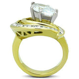 TK1546 - Two-Tone IP Gold (Ion Plating) Stainless Steel Ring with AAA Grade CZ in Clear - Alamode - Flyclothing LLC
