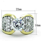TK1547 - Two-Tone IP Gold (Ion Plating) Stainless Steel Ring with AAA Grade CZ in Clear - Alamode - Flyclothing LLC