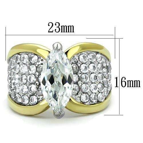 TK1548 - Two-Tone IP Gold (Ion Plating) Stainless Steel Ring with AAA Grade CZ in Clear - Alamode - Flyclothing LLC