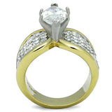 TK1548 - Two-Tone IP Gold (Ion Plating) Stainless Steel Ring with AAA Grade CZ in Clear - Alamode - Flyclothing LLC