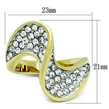 TK1549 - Two-Tone IP Gold (Ion Plating) Stainless Steel Ring with Top Grade Crystal in Clear - Alamode - Flyclothing LLC