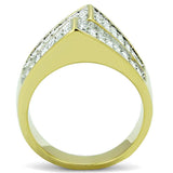 TK1550 - Two-Tone IP Gold (Ion Plating) Stainless Steel Ring with Top Grade Crystal in Clear - Alamode - Flyclothing LLC