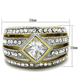 TK1551 - Two-Tone IP Gold (Ion Plating) Stainless Steel Ring with AAA Grade CZ in Clear - Alamode - Flyclothing LLC