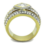 TK1551 - Two-Tone IP Gold (Ion Plating) Stainless Steel Ring with AAA Grade CZ in Clear - Alamode - Flyclothing LLC