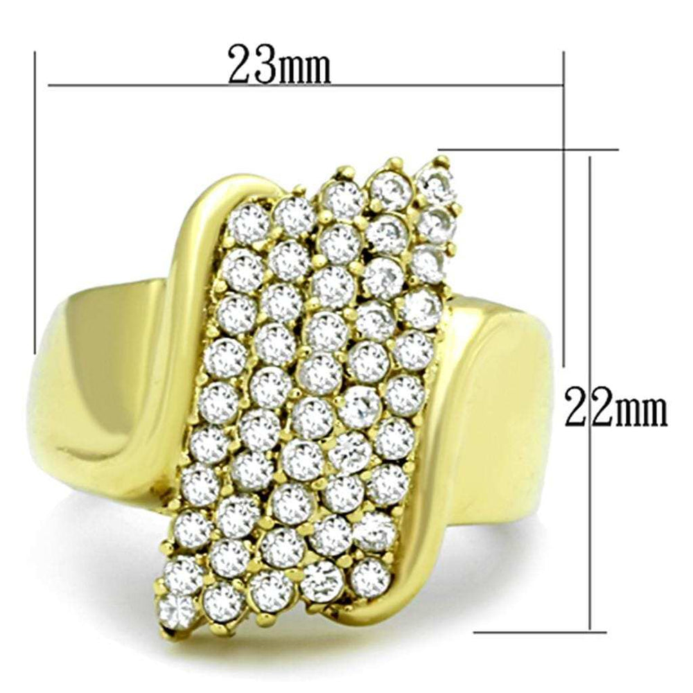 TK1554 - IP Gold(Ion Plating) Stainless Steel Ring with AAA Grade CZ in Clear - Alamode - Flyclothing LLC