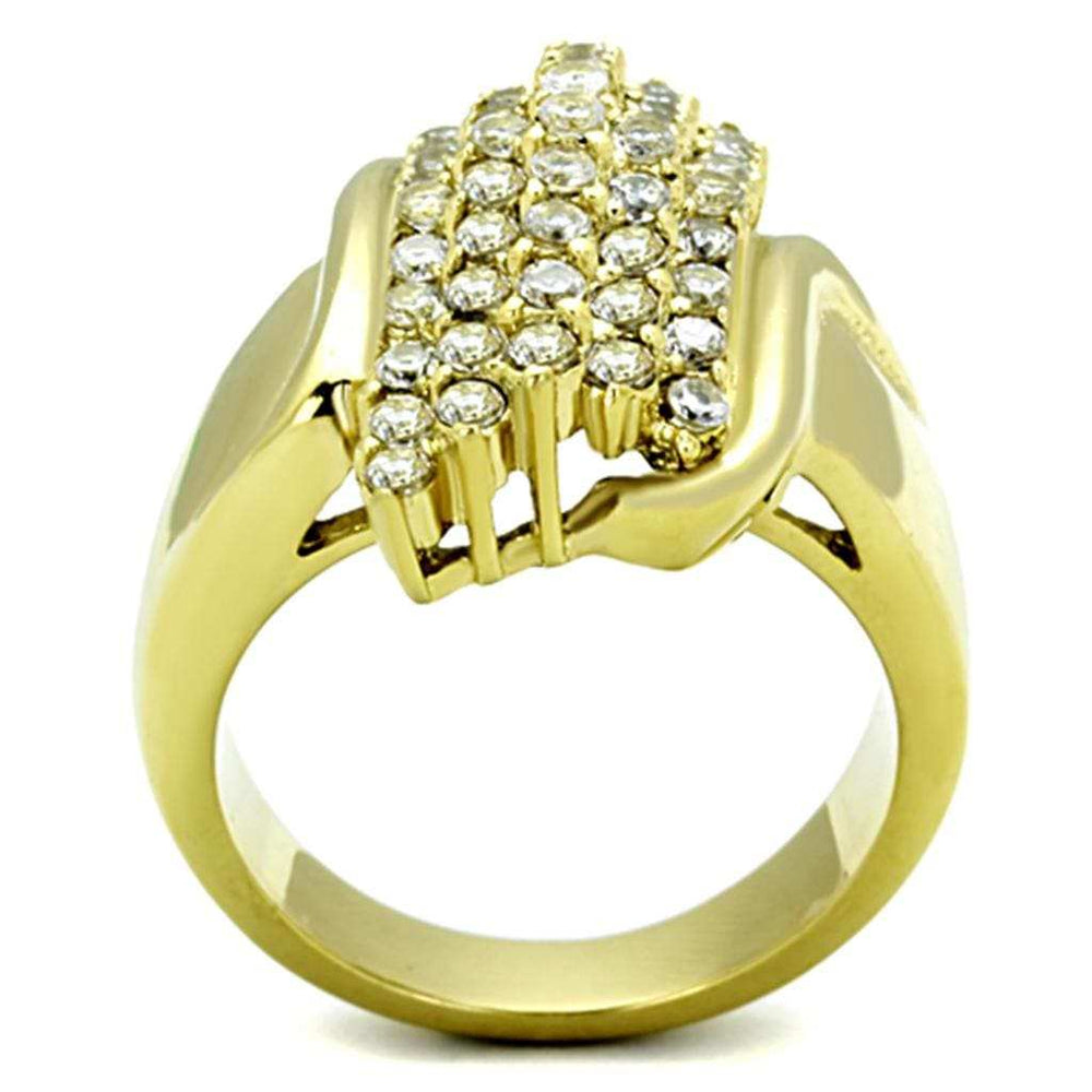 TK1554 - IP Gold(Ion Plating) Stainless Steel Ring with AAA Grade CZ in Clear - Alamode - Flyclothing LLC