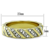 TK1557 - Two-Tone IP Gold (Ion Plating) Stainless Steel Ring with Top Grade Crystal in Clear - Alamode - Flyclothing LLC