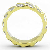 TK1557 - Two-Tone IP Gold (Ion Plating) Stainless Steel Ring with Top Grade Crystal in Clear - Alamode - Flyclothing LLC