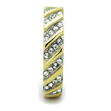 TK1557 - Two-Tone IP Gold (Ion Plating) Stainless Steel Ring with Top Grade Crystal in Clear - Alamode - Flyclothing LLC