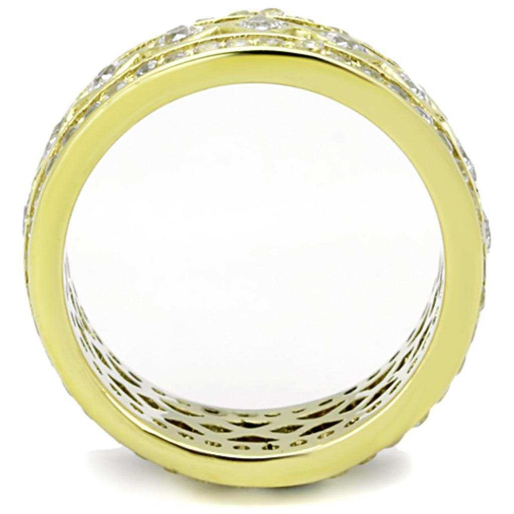 TK1558 - IP Gold(Ion Plating) Stainless Steel Ring with AAA Grade CZ in Clear - Alamode - Flyclothing LLC
