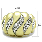 TK1559 - Two-Tone IP Gold (Ion Plating) Stainless Steel Ring with Top Grade Crystal in Clear - Alamode - Flyclothing LLC