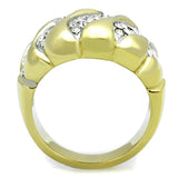 TK1559 - Two-Tone IP Gold (Ion Plating) Stainless Steel Ring with Top Grade Crystal in Clear - Alamode - Flyclothing LLC